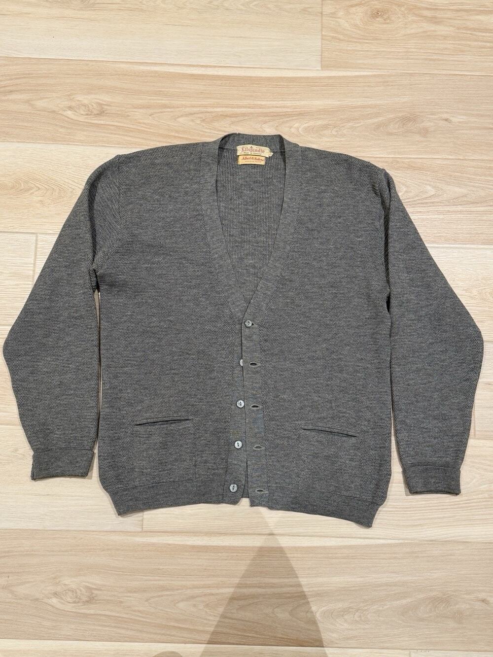 Vtg Kilspindie of Scotland x Albert S. Kelley Gray Wool Cardigan Size 42